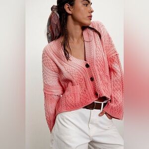 Free People Washed Ashore Cable Knit Cardi Size Small Or Large